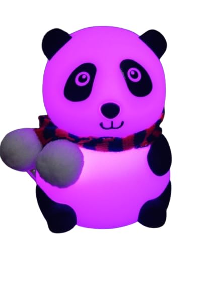 Gif001_IMAGE 2 Panda Night Lamp, Panda Touch Silicone Lamp, 7 Colour Changing Light for Kids Bedroom, USB Rechargeable,Birthday Gift for Girls and Boys (Close Eye), Multicolor, led