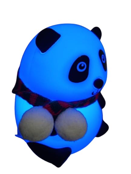Gif001_IMAGE 4 Panda Night Lamp, Panda Touch Silicone Lamp, 7 Colour Changing Light for Kids Bedroom, USB Rechargeable,Birthday Gift for Girls and Boys (Close Eye), Multicolor, led