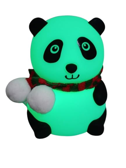 Gif001_IMAGE 5 Panda Night Lamp, Panda Touch Silicone Lamp, 7 Colour Changing Light for Kids Bedroom, USB Rechargeable,Birthday Gift for Girls and Boys (Close Eye), Multicolor, led