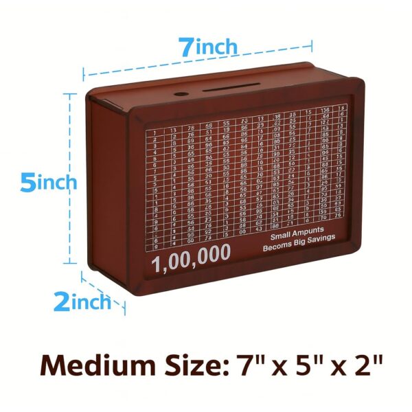 Gif002_IMAGE 2 Wooden Savings Challenge Money Box with 1 Lakh Chart, Piggy Bank for Kids & Adults