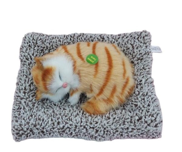Gif003_IMAGE 2 Cute Realistic Sleeping Cat Toy in Plush Toy for Kids with Meow Sound Toy Accessories for Car Dashboard & Home Decor(Multicolor)