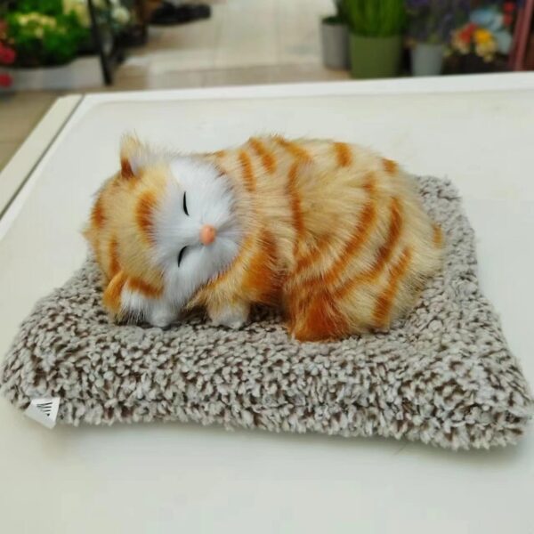Gif003_IMAGE 4 Cute Realistic Sleeping Cat Toy in Plush Toy for Kids with Meow Sound Toy Accessories for Car Dashboard & Home Decor(Multicolor)