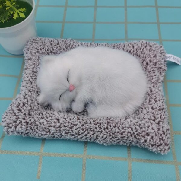 Gif003_IMAGE 5 Cute Realistic Sleeping Cat Toy in Plush Toy for Kids with Meow Sound Toy Accessories for Car Dashboard & Home Decor(Multicolor)