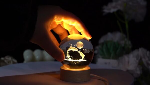 Gif011_IMAGE 4 3D Creative Visualization Lamp, LED Night Light with Wooden Base, Decorative Globe Display