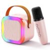 Gif014_IMAGE 1 Storio Rechargeable Wireless Mini Portable Bluetooth Karaoke Machine | Bluetooth Speaker with Microphone & LED Lights - Kids Music Singing Toys for Girl Boy Birthday Gift Ideas