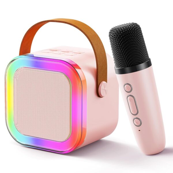 Gif014_IMAGE 1 Storio Rechargeable Wireless Mini Portable Bluetooth Karaoke Machine | Bluetooth Speaker with Microphone & LED Lights - Kids Music Singing Toys for Girl Boy Birthday Gift Ideas