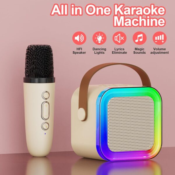Gif014_IMAGE 2 Storio Rechargeable Wireless Mini Portable Bluetooth Karaoke Machine | Bluetooth Speaker with Microphone & LED Lights - Kids Music Singing Toys for Girl Boy Birthday Gift Ideas