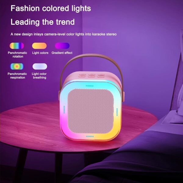 Gif014_IMAGE 3 Storio Rechargeable Wireless Mini Portable Bluetooth Karaoke Machine | Bluetooth Speaker with Microphone & LED Lights - Kids Music Singing Toys for Girl Boy Birthday Gift Ideas
