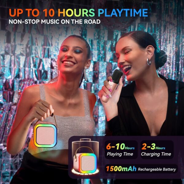 Gif014_IMAGE 4 Storio Rechargeable Wireless Mini Portable Bluetooth Karaoke Machine | Bluetooth Speaker with Microphone & LED Lights - Kids Music Singing Toys for Girl Boy Birthday Gift Ideas