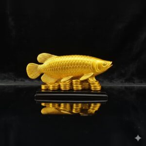 Arowana Fish Feng Shui Idol Gold Wealth Decor