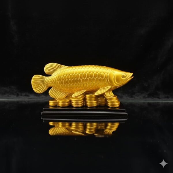 Arowana Fish Feng Shui Idol Gold Wealth Decor