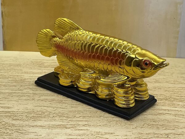 Gif018_IMAGE 4 Feng Shui Golden Arowana Fish Strong Wealth Symbol & Protects Mishaps, Troubles Vastu Products Home & Office (Fish-2)