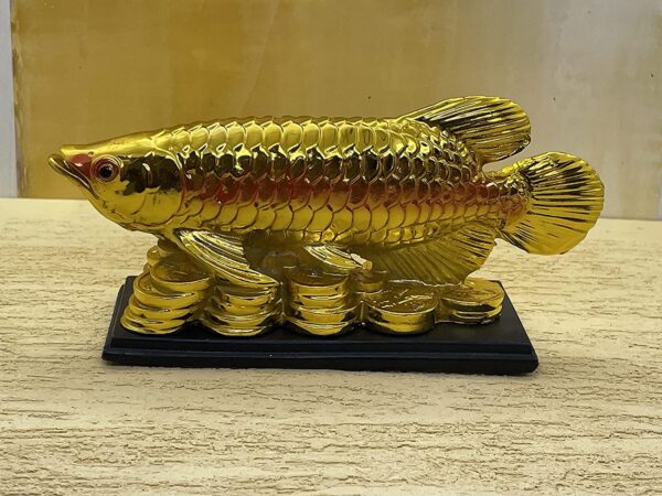 Gif018_IMAGE 5 Feng Shui Golden Arowana Fish Strong Wealth Symbol & Protects Mishaps, Troubles Vastu Products Home & Office (Fish-2)