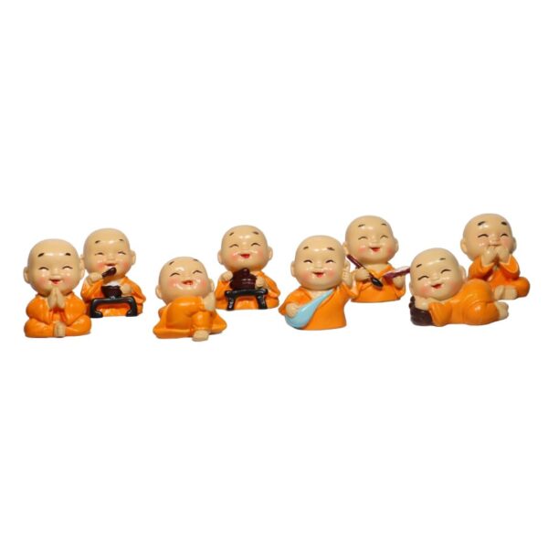 Sell Me Everything Smiling Little Baby Monk Buddha Statues (Set of 8) – Peaceful Home & Office Decor, for Living Rooms, Meditation Spaces, and Special Occasions