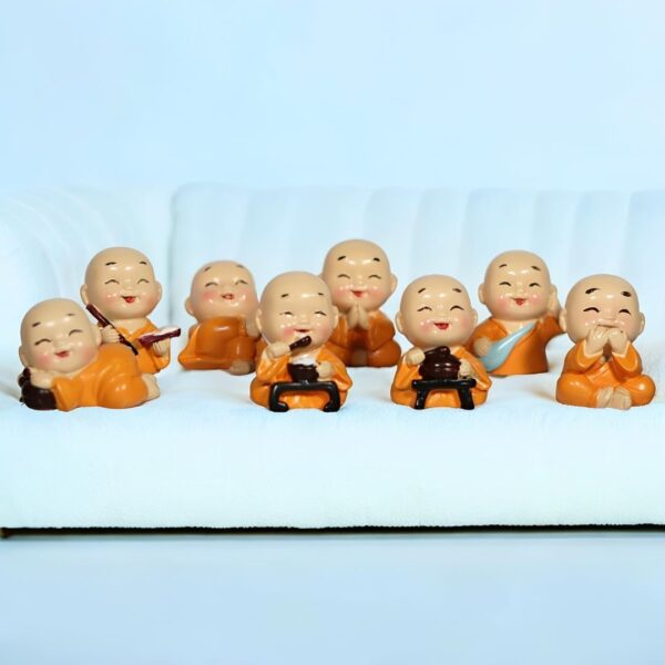 Sell Me Everything Smiling Little Baby Monk Buddha Statues (Set of 8) – Peaceful Home & Office Decor, for Living Rooms, Meditation Spaces, and Special Occasions
