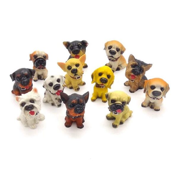 Gif020_IMAGE 1 Deluxe Assorted Miniature Resin Dog Toy Figures Cake Topper Doggies Playset Punny Series Statue Gift for Dollhouse Shelf Garden Planter Boxes & Puppy Party Set & Teacher Rewards/Prizes (Dozen of 12)