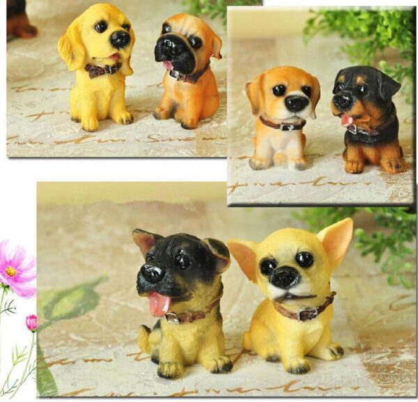 Gif020_IMAGE 3 Deluxe Assorted Miniature Resin Dog Toy Figures Cake Topper Doggies Playset Punny Series Statue Gift for Dollhouse Shelf Garden Planter Boxes & Puppy Party Set & Teacher Rewards/Prizes (Dozen of 12)