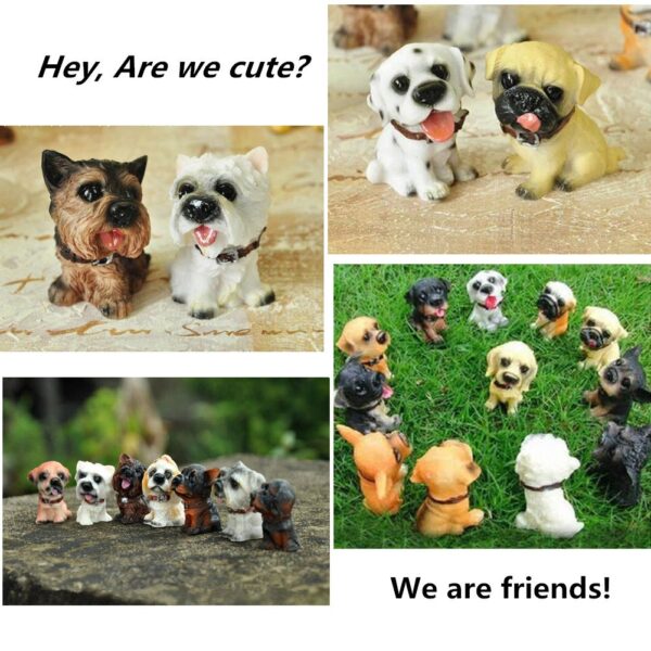 Gif020_IMAGE 4 Deluxe Assorted Miniature Resin Dog Toy Figures Cake Topper Doggies Playset Punny Series Statue Gift for Dollhouse Shelf Garden Planter Boxes & Puppy Party Set & Teacher Rewards/Prizes (Dozen of 12)