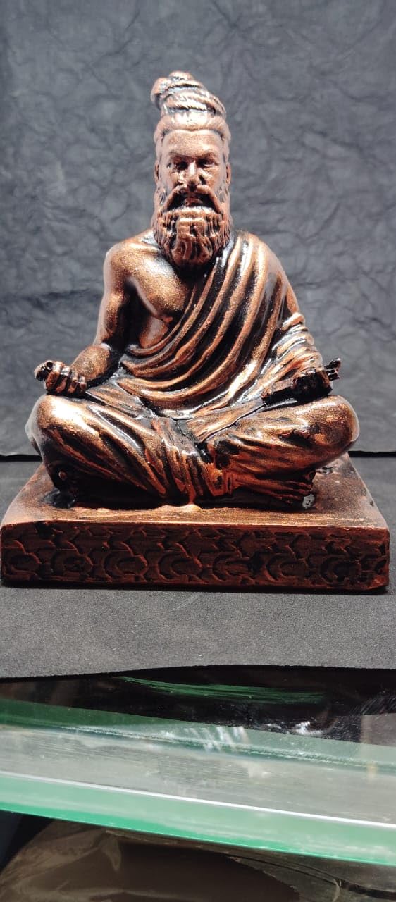Thiruvalluvar Statue | Ayyan Valluvar Handmade Polyresin Showpiece | Sitting Position Figurine for Home & Spiritual Decor | Iconic Tamil Poet & Philosopher Statue