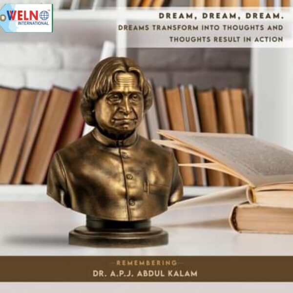 WELNO Dr. A. P. J. Abdul Kalam Statue Idol for Office Table,School,Car and Home Decorative Figurine (5 Inch) Bronze Colour
