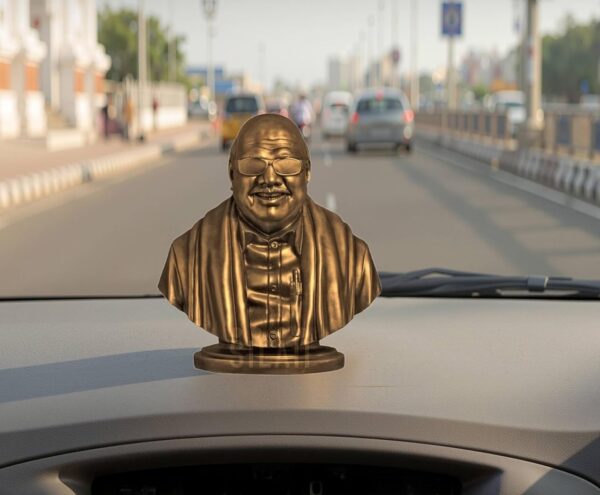 Gif024_IMAGE 2 Kalaignar Car Dashboard Idol – 3 Inch Antique Bronze | Mini Kalaignar Statue for Car Interior Decor | Inspirational Showpiece for Home & Office | Decorative Gift (Antique Bronze)