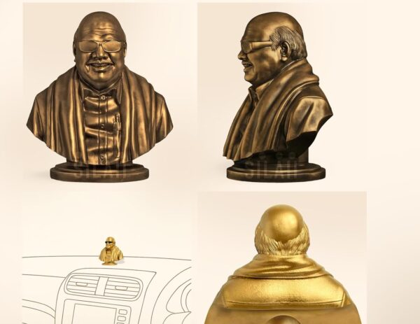 Gif024_IMAGE 3 Kalaignar Car Dashboard Idol – 3 Inch Antique Bronze | Mini Kalaignar Statue for Car Interior Decor | Inspirational Showpiece for Home & Office | Decorative Gift (Antique Bronze)