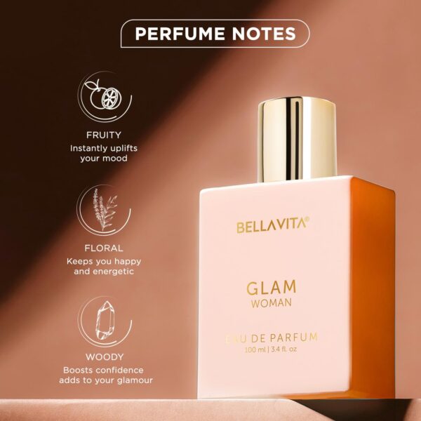 Per004_IMAGE 2 Bella Vita Luxury GLAM | Long Lasting Perfume for Woman | EDP 100ml | African Orange, Jasmine & Patchouli | Floral, Fruity, Woody Premium Fragrance for Women