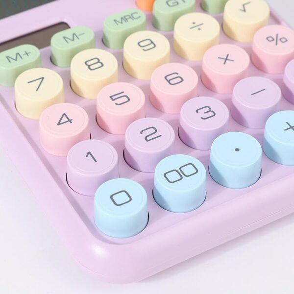 Sta001_IMAGE 2 Cute Pastel Calculator with Big Display | Stylish Desktop & School Calculator with Soft Color Buttons | Dual Power Basic Calculator for Students, Office & Home Use
