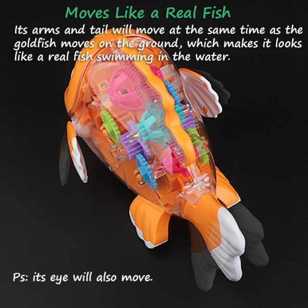 Transparent 3D Dolphine Toy 360 Degree Rotation, Gear Simulation Mechanical Dolphine Sound and Light Toy for 2-5 Years Boys and Girls (Big Size)