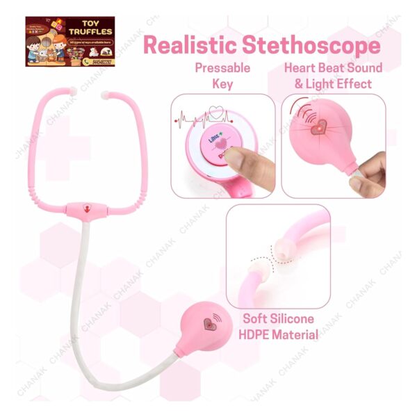 Toy005_IMAGE 2 Doctor Set with Light and Sound. Electric Doctor Set for Kids. Doctor kit Toy for Kids. (Pink)