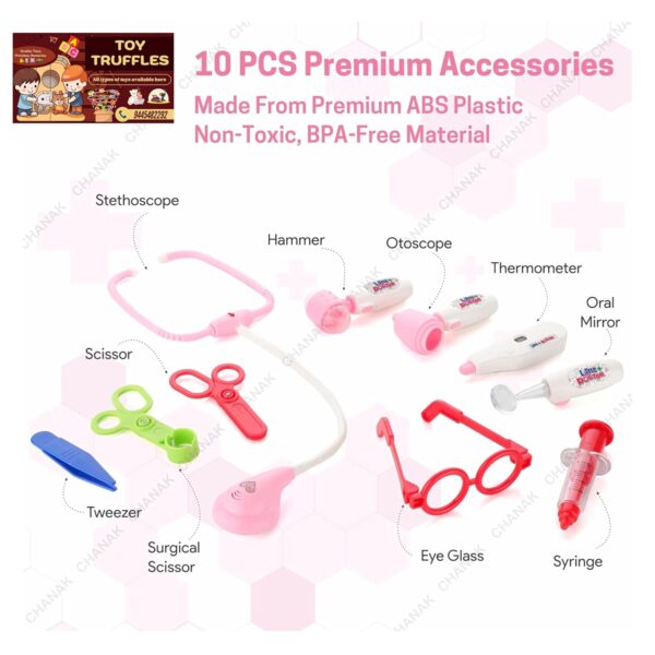 Toy005_IMAGE 3 Doctor Set with Light and Sound. Electric Doctor Set for Kids. Doctor kit Toy for Kids. (Pink)