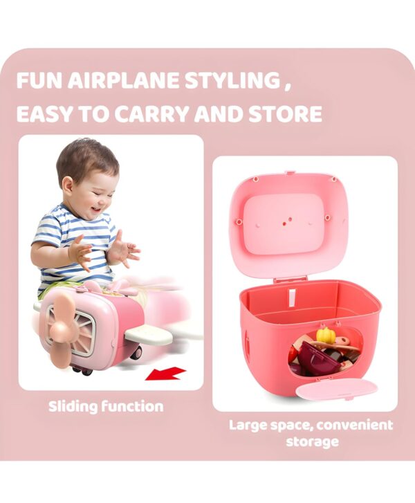 Toy006_IMAGE 4 Kids Kitchen Set Suitcase Toy for Girls (3–6 Years) | Pretend Play Cooking Utensils with Aircraft Storage Case | Mini Chef Role Play Kitchen Toy Set with Portable Carry Box – Pink (Pack of 1)