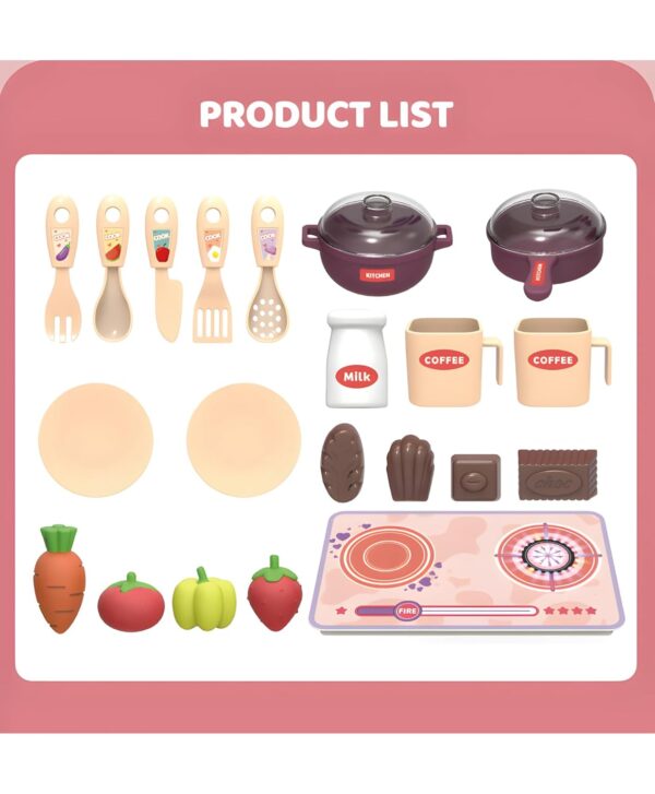 Toy006_IMAGE 5 Kids Kitchen Set Suitcase Toy for Girls (3–6 Years) | Pretend Play Cooking Utensils with Aircraft Storage Case | Mini Chef Role Play Kitchen Toy Set with Portable Carry Box – Pink (Pack of 1)