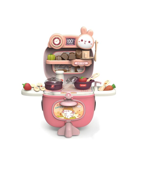Toy006_IMAGE 6 Kids Kitchen Set Suitcase Toy for Girls (3–6 Years) | Pretend Play Cooking Utensils with Aircraft Storage Case | Mini Chef Role Play Kitchen Toy Set with Portable Carry Box – Pink (Pack of 1)