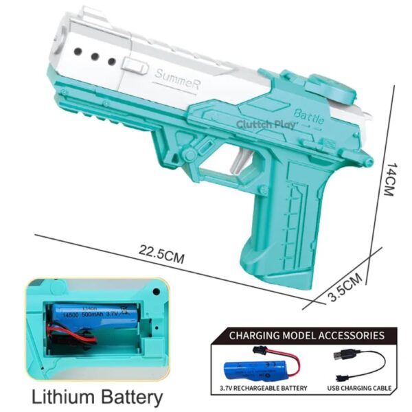 Electric Water Gun for Kids & Adults – Long Range High Capacity Squirt Gun | Summer Outdoor Pool Toy, Educational Shooting Pistol for Boys & Girls (Pistol)