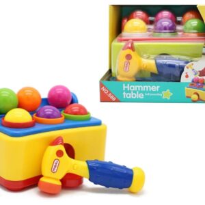 Hammer Table Ball Pound Toy for Kids, Educational Activity Toy Game with 6 Different Colored Balls and 1 Toy Pinball Hammer Toy for Toddler Infants