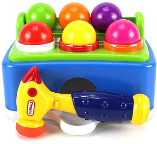 Toy008_IMAGE 3 Hammer Table Ball Pound Toy for Kids, Educational Activity Toy Game with 6 Different Colored Balls and 1 Toy Pinball Hammer Toy for Toddler Infants