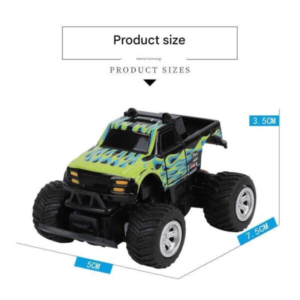 Mini RC Monster Off-Road Car 1:64 Scale Remote Control Truck with Big Rubber Tyres, Shock Absorbers & LED Lights | Alloy Body Mini Racing Car Toy for Kids Boys Girls Indoor Desktop RC Car