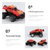 Mini RC Monster Off-Road Car 1:64 Scale Remote Control Truck with Big Rubber Tyres, Shock Absorbers & LED Lights | Alloy Body Mini Racing Car Toy for Kids Boys Girls Indoor Desktop RC Car