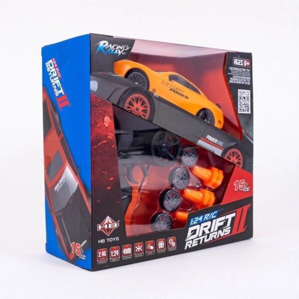 GT-R RC Drift Car 1:24 Scale | 4WD Vehicle | Push and Drift Use | Interchangeable Wheels | Indoor Outdoor Fun Play for Boys | Car Model | Remote Control Vehicle