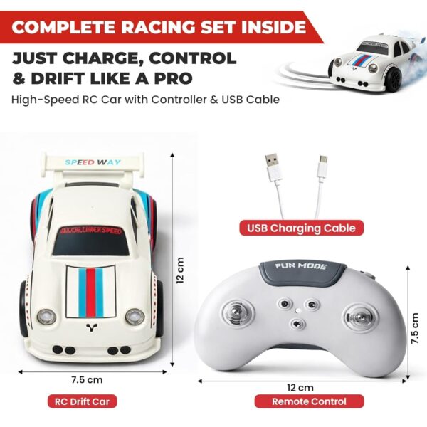 Smart RC Drift Racing Car with Gesture Control | 4WD High-Speed Remote Control Toy Car with LED Lights, Follow Me & Escape Mode | Rechargeable Mini Stunt RC Car for Kids (RC Drift Racing Car)