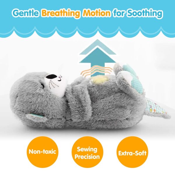 Kidology Baby Plush Toy with Music, Lights & Breathing Motion, Interactive Teddy Bear for Sensory Learning, Soft Stuffed Animal Newborn Babies, Musical Toy Kids Valentine (Grey) – 30cm
