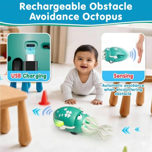 Kidology Dancing Squid Crawling Baby Toy | Electric Musical Tummy Time & Learning Octopus Toy with Lights for Babies & Toddlers 3–36 Months | Ideal Birthday for Boys & Girls (Green)
