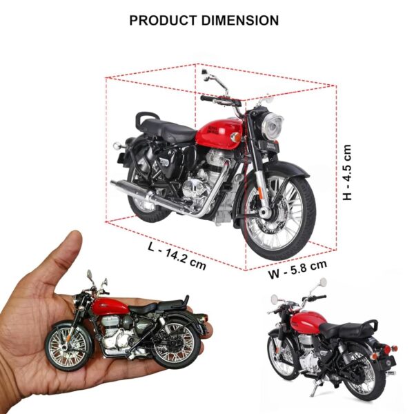 1/15 Royal Scale Model Enfield Motorcycle Toy – Pull Back Action, Detailed Miniature Replica for Collectors and Enthusiasts Bullet Bike Detacheble Parts