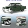 Mini Vintage Die-Cast Metal Car 1:36 Scale | Pull Back Action Toy Car Model with Openable Doors & Trunk | Premium Metal Body Miniature Car for Kids & Collectors (Green)