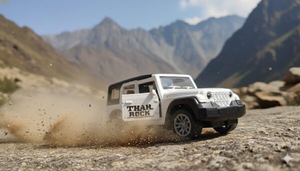 Toy027_IMAGE 5 Thar Diecast Model Car Toy | Metal Car with Pull Back Action, Light & Sound | Openable Doors | Thar Realistic Miniature Car Gift for Kids Boys Girls (White)
