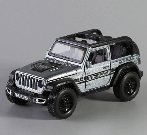 Toy029_IMAGE 2 Metal 4x4 Thar Jeep Wrangler Toy Car 1:32 Die-cast Pull Back (Grey Colour) (Grey)