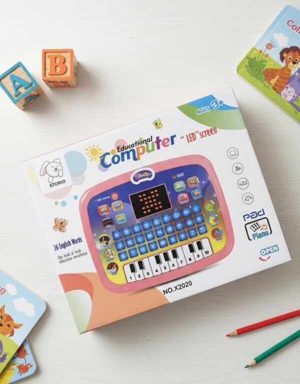 Kids Educational Learning Laptop Tablet – 2-in-1 Musical Computer with Piano & LED Screen | Teaches Alphabets, Numbers, Words & Math | Interactive Study Toy for Toddlers & Kids