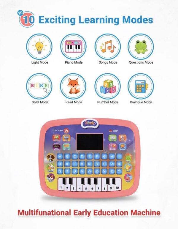 Kids Educational Learning Laptop Tablet – 2-in-1 Musical Computer with Piano & LED Screen | Teaches Alphabets, Numbers, Words & Math | Interactive Study Toy for Toddlers & Kids