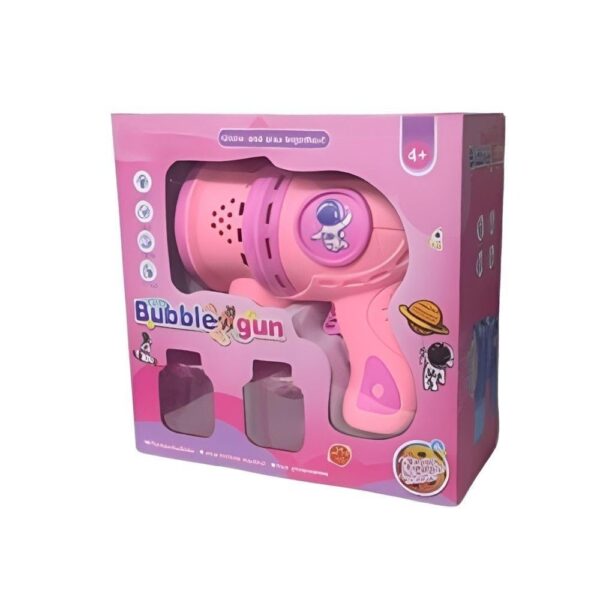 Toy034_IMAGE 1 Automatic Space Bubble Gun Toy with Light and Bubble Solution- 5000+ Bubbles Per Minutes -Leak-Proof Bubble Machine for Kids Age 3+ - Pink